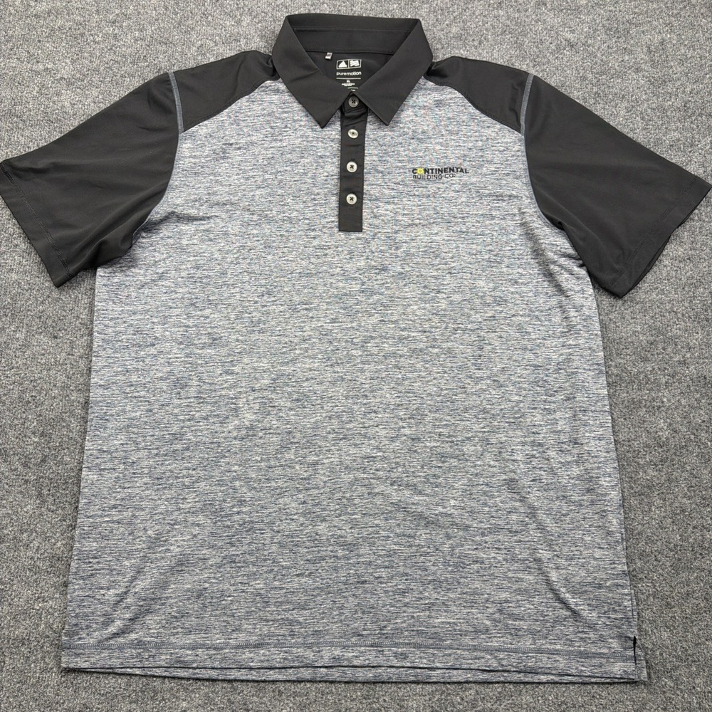 Adidas Puremotion men's heather gray and black polo shirt XL Logo Golf